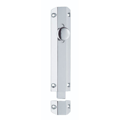This is an image of a Carlisle Brass - Surface Bolt 156mm - Polished Chrome that is availble to order from T.H Wiggans Architectural Ironmongery in Kendal in Kendal.