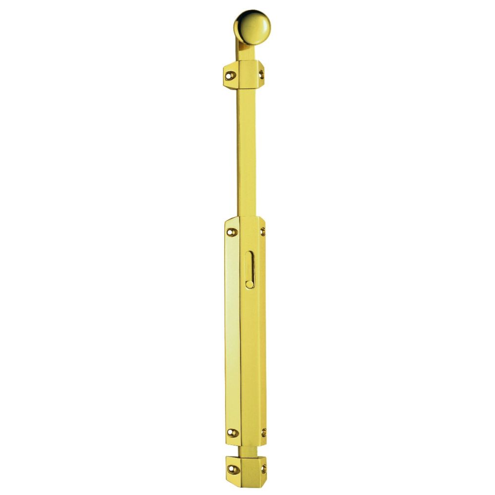 This is an image of a Carlisle Brass - Surface Bolt - extended 355mm - Polished Brass that is availble to order from T.H Wiggans Architectural Ironmongery in Kendal in Kendal.