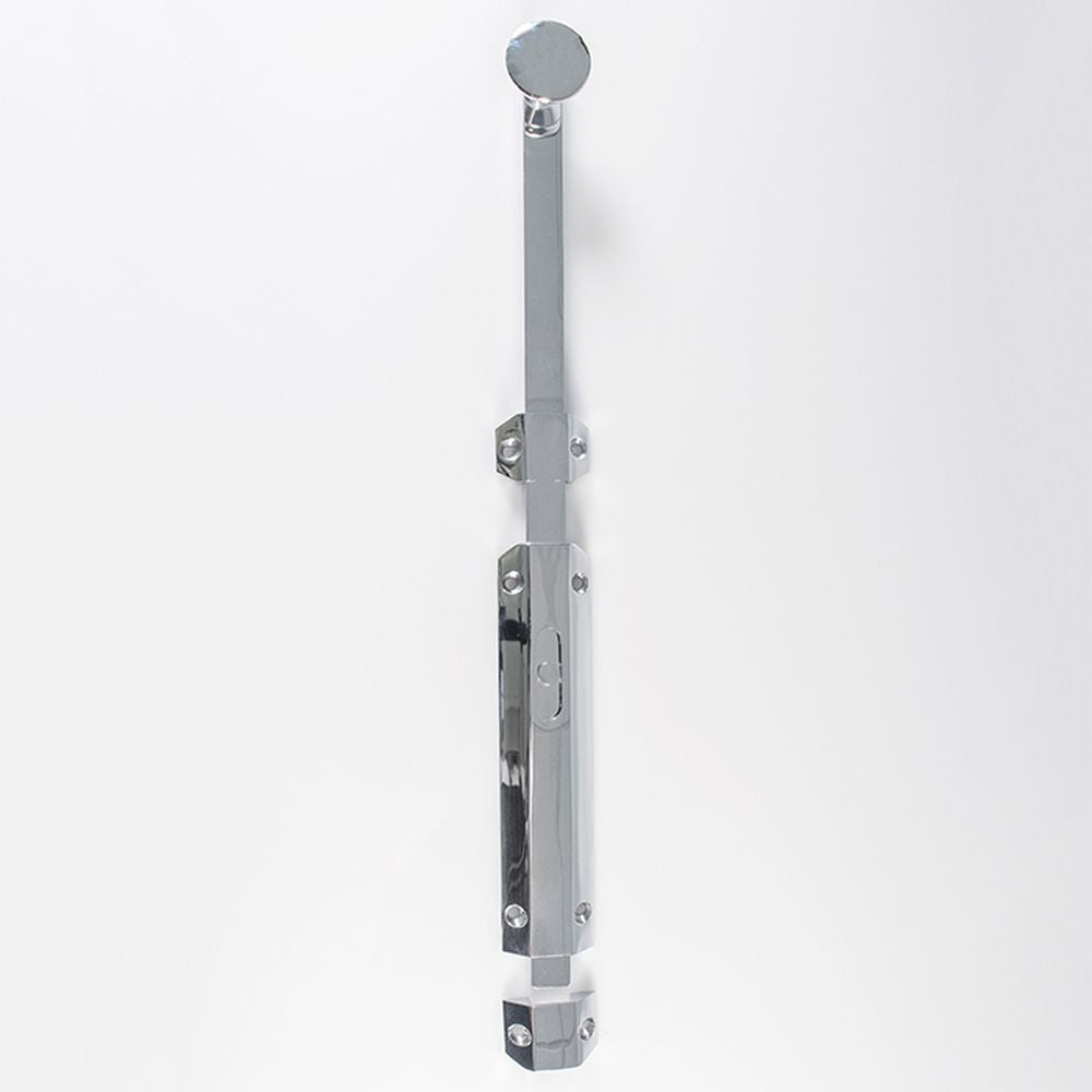 This is an image of a Carlisle Brass - Surface Bolt - extended 355mm - Polished Chrome that is availble to order from T.H Wiggans Architectural Ironmongery in Kendal in Kendal.