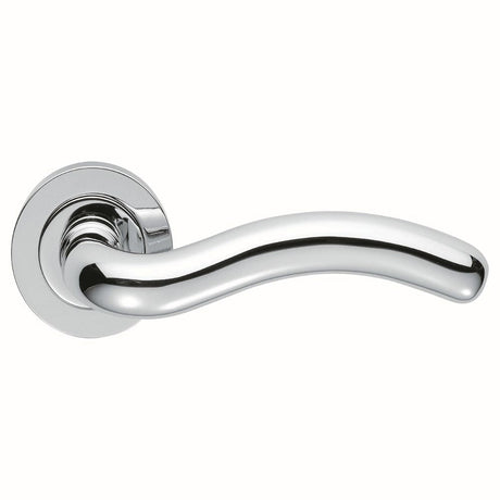 This is an image of Manital - Squiggle Lever on Round Rose - Polished Chrome available to order from T.H Wiggans Architectural Ironmongery in Kendal, quick delivery and discounted prices.