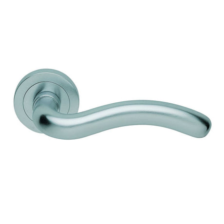 This is an image of Manital - Squiggle Lever on Round Rose - Satin Chrome available to order from T.H Wiggans Architectural Ironmongery in Kendal, quick delivery and discounted prices.