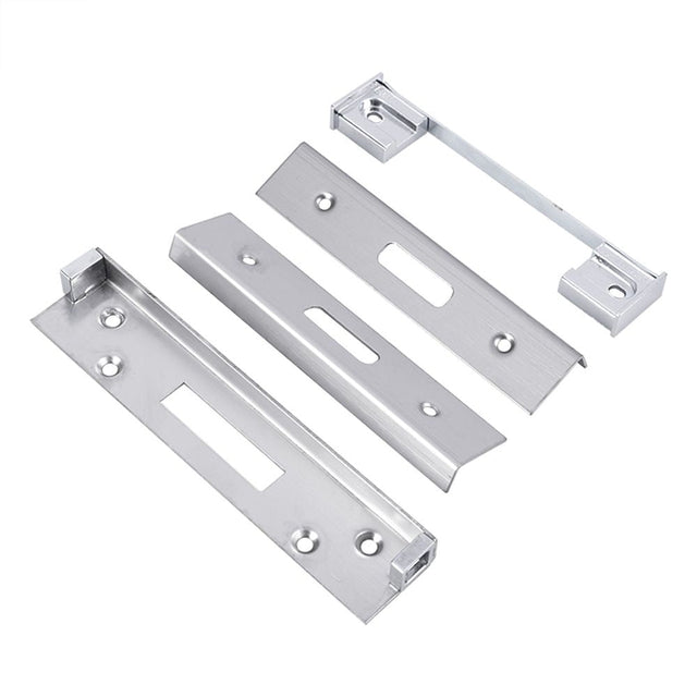 This is an image of a Eurospec - BS Rebate Set (DeadLock) - Satin Stainless Steel that is availble to order from T.H Wiggans Architectural Ironmongery in Kendal.