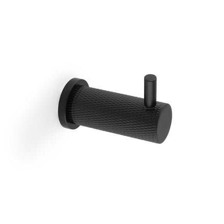 This is an image showing Alexander & Wilks Brunel Knurled Coat Hook - Black aw775bl available to order from T.H Wiggans Ironmongery in Kendal, quick delivery and discounted prices.