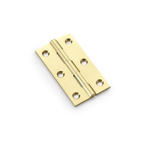 This is an image showing Alexander & Wilks Heavy Pattern Solid Brass Cabinet Butt Hinge - Polished Brass - 3" aw075-ch-pb available to order from T.H Wiggans Ironmongery in Kendal, quick delivery and discounted prices.