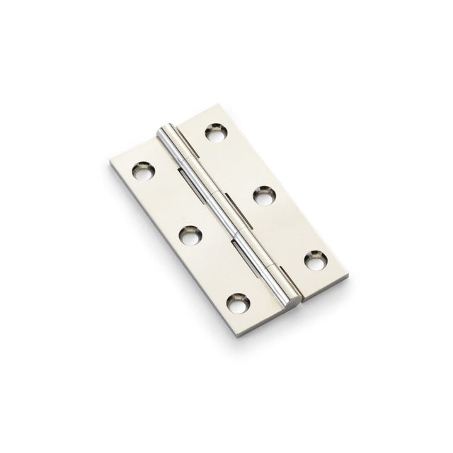 This is an image showing Alexander & Wilks Heavy Pattern Solid Brass Cabinet Butt Hinge - Polished Nickel - 3" aw075-ch-pn available to order from T.H Wiggans Ironmongery in Kendal, quick delivery and discounted prices.