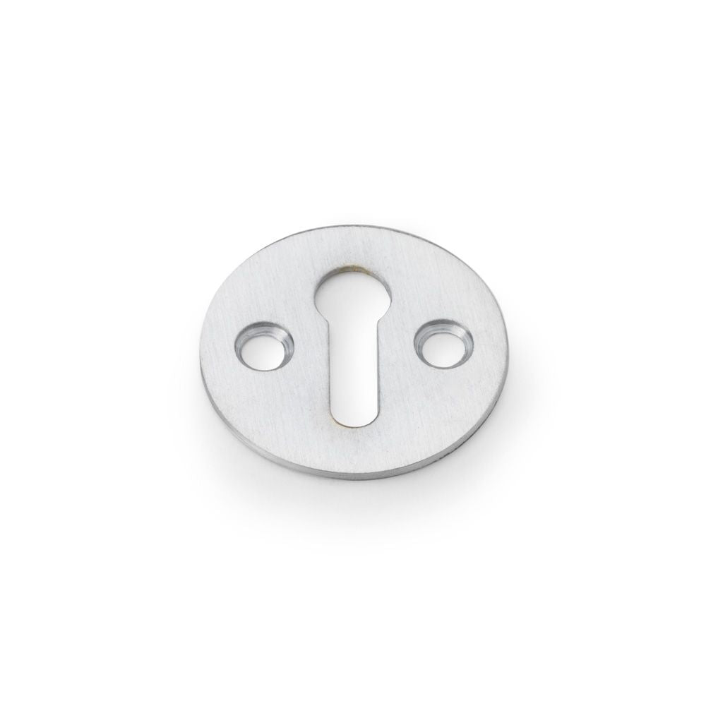 This is an image showing Alexander & Wilks Victorian Standard Profile Escutcheon - Satin Chrome aw399sc available to order from T.H Wiggans Ironmongery in Kendal, quick delivery and discounted prices.