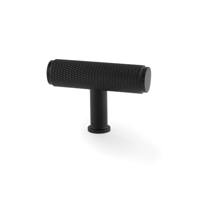 This is an image showing Alexander & Wilks Crispin Knurled T-bar Cupboard Knob - Black aw801-55-bl available to order from T.H Wiggans Ironmongery in Kendal, quick delivery and discounted prices.