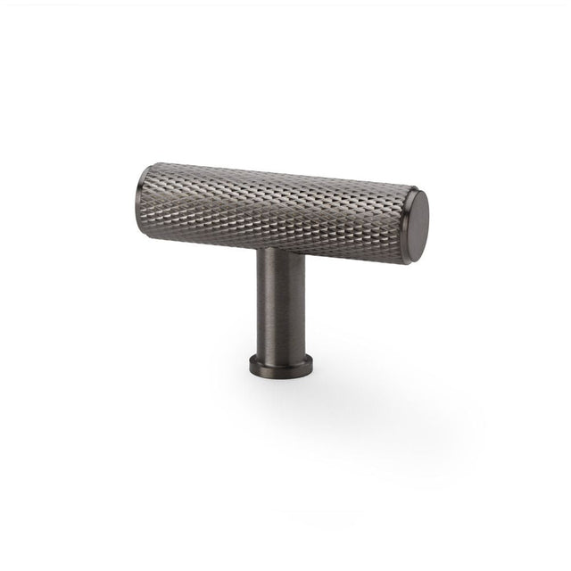 This is an image showing Alexander & Wilks Crispin Knurled T-bar Cupboard Knob - Dark Bronze PVD aw801-55-dbzpvd available to order from T.H Wiggans Ironmongery in Kendal, quick delivery and discounted prices.