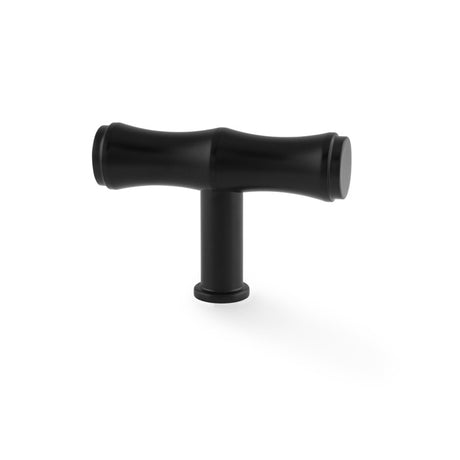 This is an image showing Alexander & Wilks Crispin Bamboo T-bar Cupboard Knob - Black aw801b-55-bl available to order from T.H Wiggans Ironmongery in Kendal, quick delivery and discounted prices.