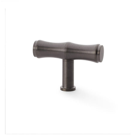 This is an image showing Alexander & Wilks Crispin Bamboo T-bar Cupboard Knob - Dark Bronze PVD aw801b-55-dbzpvd available to order from T.H Wiggans Ironmongery in Kendal, quick delivery and discounted prices.