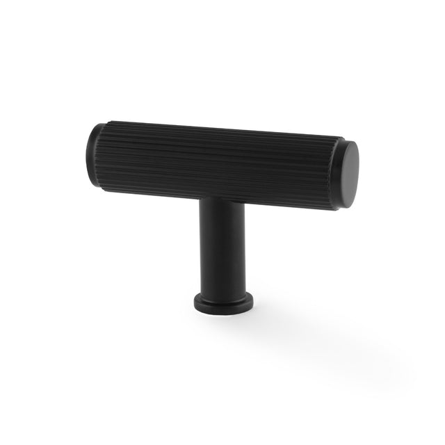 This is an image showing Alexander & Wilks Crispin Reeded T-bar Cupboard Knob - Black aw801r-55-bl available to order from T.H Wiggans Ironmongery in Kendal, quick delivery and discounted prices.