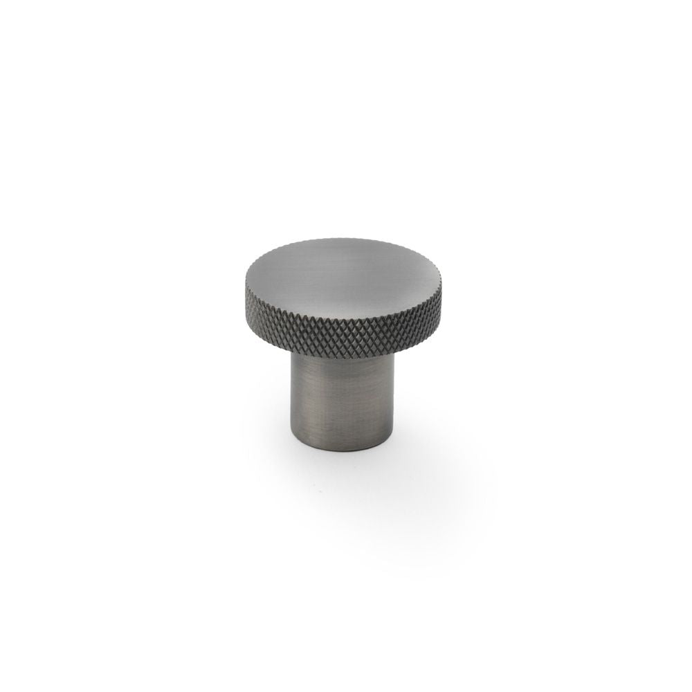 This is an image showing Alexander & Wilks Hanover Knurled Circular Cupboard Knob - Antique Nickel - 30mm aw802-30-an available to order from T.H Wiggans Ironmongery in Kendal, quick delivery and discounted prices.