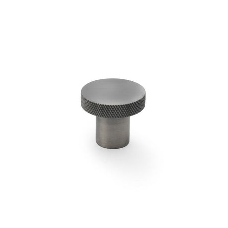 This is an image showing Alexander & Wilks Hanover Knurled Circular Cupboard Knob - Antique Nickel - 30mm aw802-30-an available to order from T.H Wiggans Ironmongery in Kendal, quick delivery and discounted prices.