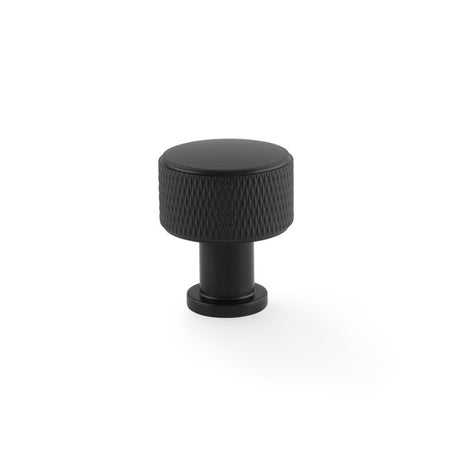 This is an image showing Alexander & Wilks Lucia Knurled Cupboard Knob - Black - 29mm aw807k-29-bl available to order from T.H Wiggans Ironmongery in Kendal, quick delivery and discounted prices.