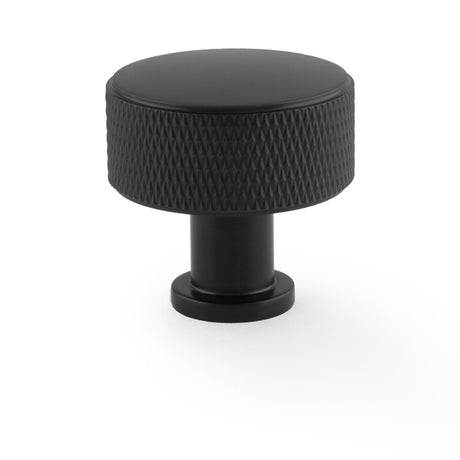 This is an image showing Alexander & Wilks Lucia Knurled Cupboard Knob - Black - 35mm aw807k-35-bl available to order from T.H Wiggans Ironmongery in Kendal, quick delivery and discounted prices.