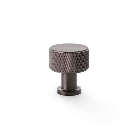 This is an image showing Alexander & Wilks Lucia Knurled Cupboard Knob - Dark Bronze PVD - 29mm aw807k-29-dbzpvd available to order from T.H Wiggans Ironmongery in Kendal, quick delivery and discounted prices.