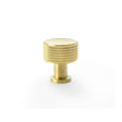 This is an image showing Alexander & Wilks Lucia Knurled Cupboard Knob - Satin Brass PVD - 29mm aw807k-29-sbpvd available to order from T.H Wiggans Ironmongery in Kendal, quick delivery and discounted prices.