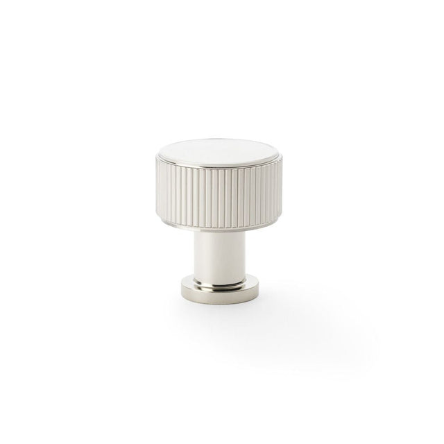 This is an image showing Alexander & Wilks Lucia Reeded Cupboard Knob - Polished Nickel- 29mm aw807r-29-pn available to order from T.H Wiggans Ironmongery in Kendal, quick delivery and discounted prices.