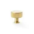 This is an image showing Alexander & Wilks Lucia Reeded Cupboard Knob - Satin Brass PVD - 35mm aw807r-35-sbpvd available to order from T.H Wiggans Ironmongery in Kendal, quick delivery and discounted prices.