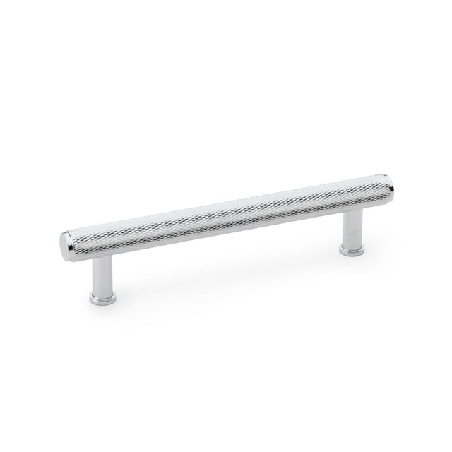 This is an image showing Alexander & Wilks Crispin Knurled T-bar Cupboard Pull Handle - Polished Chrome - Centres 128mm aw809-128-pc available to order from T.H Wiggans Ironmongery in Kendal, quick delivery and discounted prices.