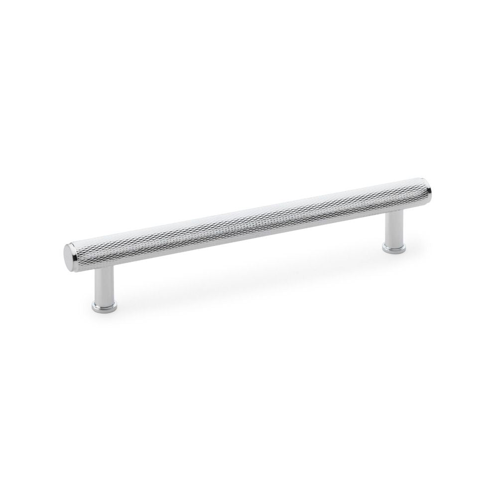 This is an image showing Alexander & Wilks Crispin Knurled T-bar Cupboard Pull Handle - Polished Chrome - Centres 160mm aw809-160-pc available to order from T.H Wiggans Ironmongery in Kendal, quick delivery and discounted prices.