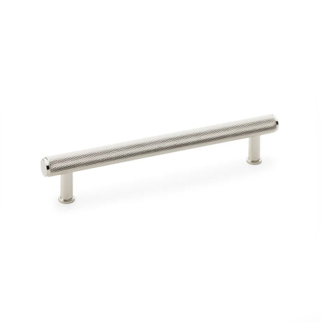 This is an image showing Alexander & Wilks Crispin Knurled T-bar Cupboard Pull Handle - Polished Nickel - Centres 160mm aw809-160-pn available to order from T.H Wiggans Ironmongery in Kendal, quick delivery and discounted prices.