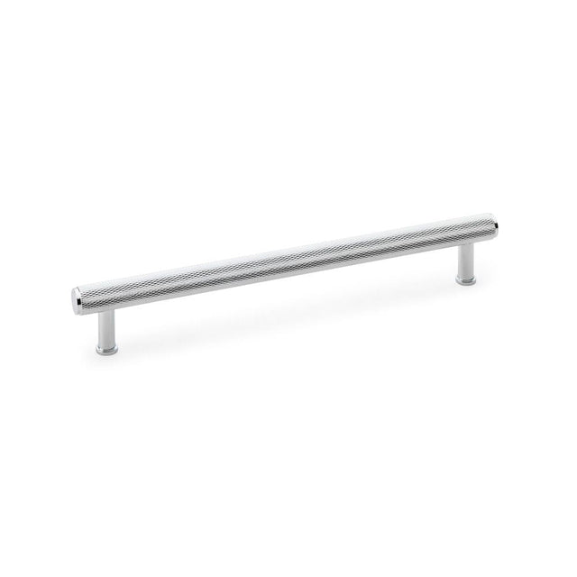 This is an image showing Alexander & Wilks Crispin Knurled T-bar Cupboard Pull Handle - Polished Chrome - Centres 224mm aw809-224-pc available to order from T.H Wiggans Ironmongery in Kendal, quick delivery and discounted prices.