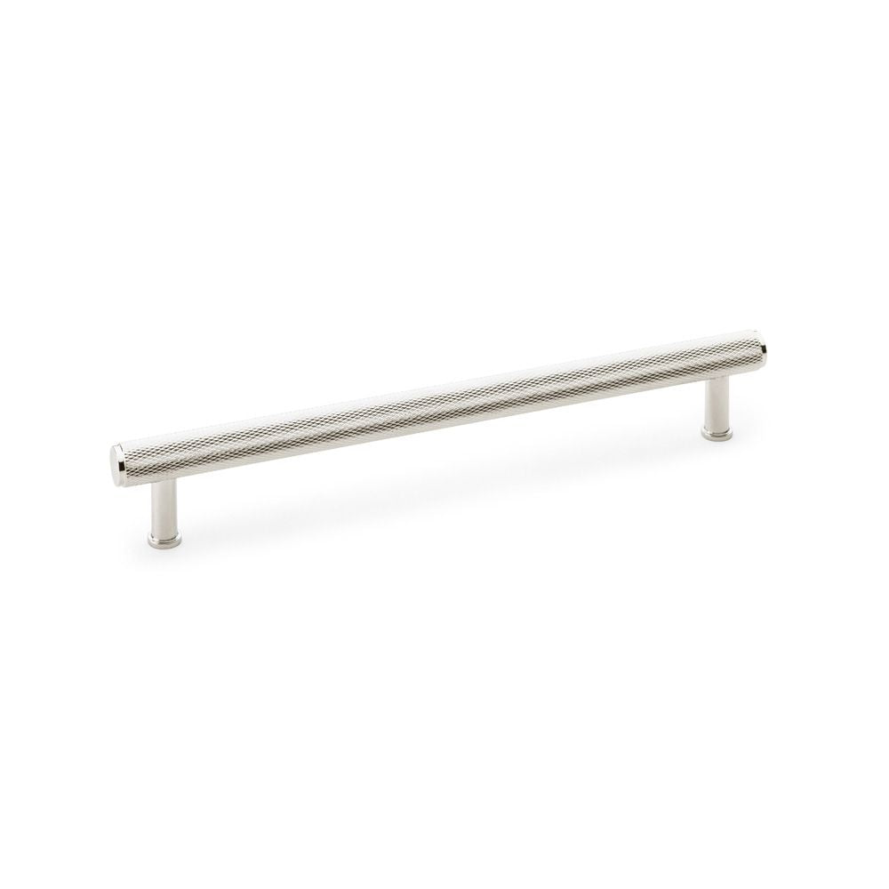 This is an image showing Alexander & Wilks Crispin Knurled T-bar Cupboard Pull Handle - Polished Nickel - Centres 224mm aw809-224-pn available to order from T.H Wiggans Ironmongery in Kendal, quick delivery and discounted prices.