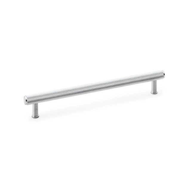 This is an image showing Alexander & Wilks Crispin Knurled T-bar Cupboard Pull Handle - Satin Chrome - Centres 224mm aw809-224-sc available to order from T.H Wiggans Ironmongery in Kendal, quick delivery and discounted prices.