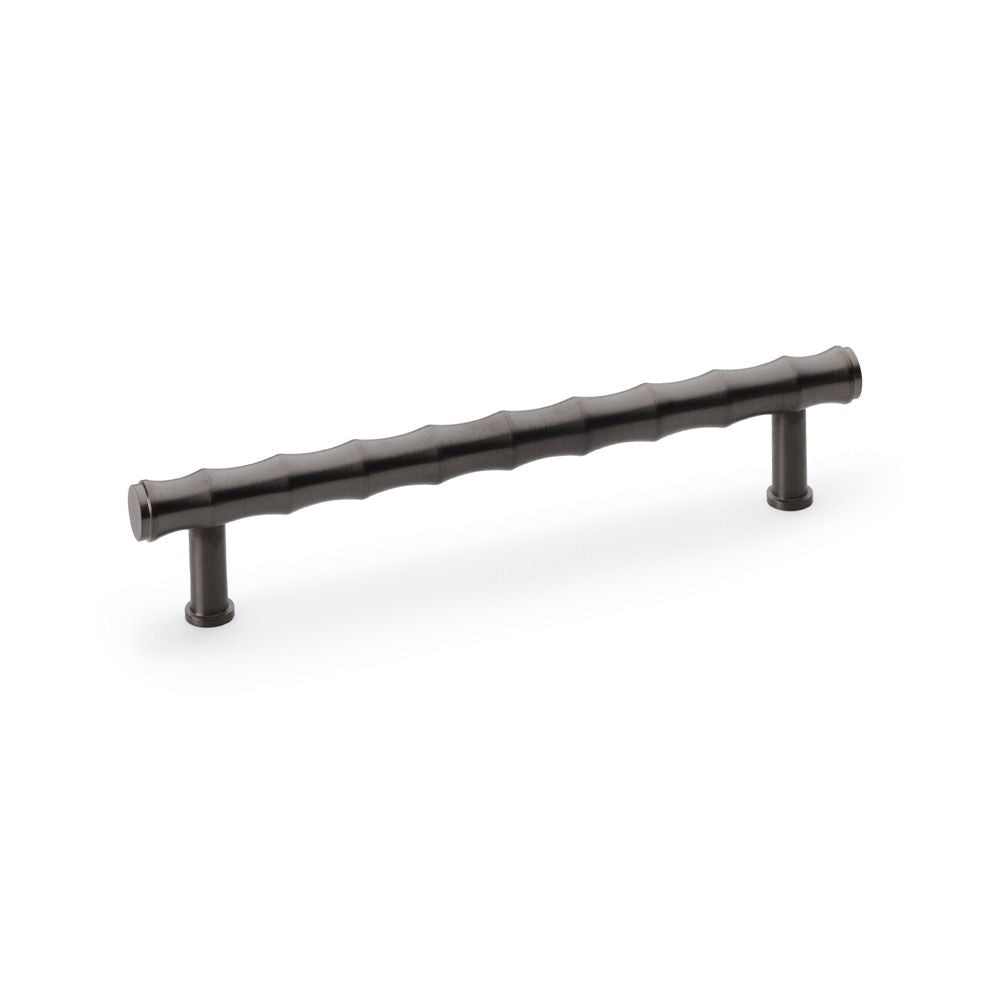 This is an image showing Alexander & Wilks Crispin Bamboo T-bar Cupboard Pull Handle - Dark Bronze PVD aw809b-160-dbzpvd available to order from T.H Wiggans Ironmongery in Kendal, quick delivery and discounted prices.