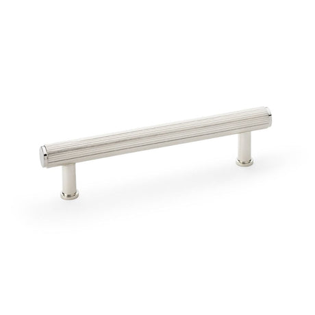 This is an image showing Alexander & Wilks Crispin Reeded T-bar Cupboard Pull Handle - Polished Nickel - 128mm aw809r-128-pn available to order from T.H Wiggans Ironmongery in Kendal, quick delivery and discounted prices.