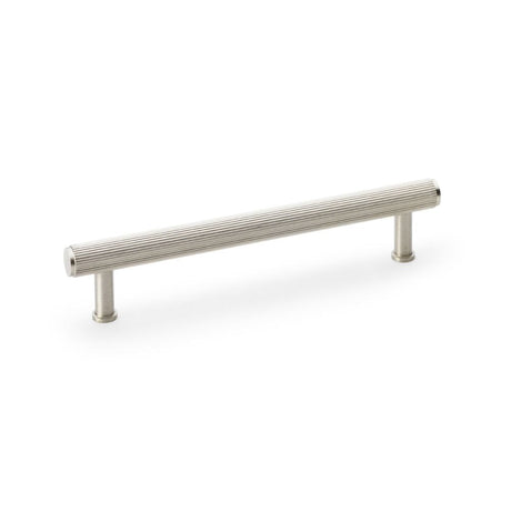 This is an image showing Alexander & Wilks Crispin Reeded T-bar Cupboard Pull Handle - Satin Nickel - 160mm aw809r-160-sn available to order from T.H Wiggans Ironmongery in Kendal, quick delivery and discounted prices.