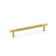 This is an image showing Alexander & Wilks Brunel Knurled T-Bar Cupboard Handle - Satin Brass PVD - Centres 128mm aw810-128-sbpvd available to order from T.H Wiggans Ironmongery in Kendal, quick delivery and discounted prices.