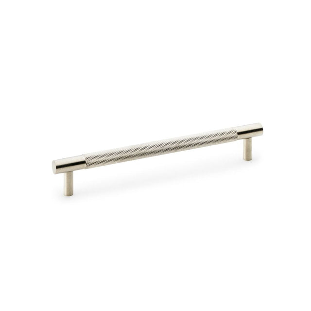 This is an image showing Alexander & Wilks Brunel Knurled T-Bar Cupboard Handle - Satin Nickel - Centres 160mm aw810-160-sn available to order from T.H Wiggans Ironmongery in Kendal, quick delivery and discounted prices.