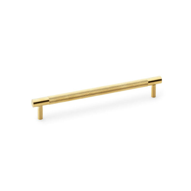 This is an image showing Alexander & Wilks Brunel Knurled T-Bar Cupboard Handle - Satin Brass PVD - Centres 192mm aw810-192-sbpvd available to order from T.H Wiggans Ironmongery in Kendal, quick delivery and discounted prices.