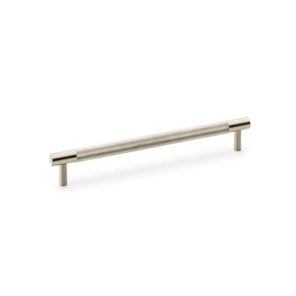 This is an image showing Alexander & Wilks Brunel Knurled T-Bar Cupboard Handle - Satin Nickel - Centres 192mm aw810-192-sn available to order from T.H Wiggans Ironmongery in Kendal, quick delivery and discounted prices.