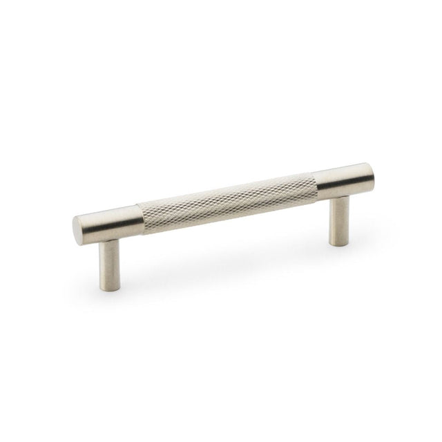 This is an image showing Alexander & Wilks Brunel Knurled T-Bar Cupboard Handle - Satin Nickel - Centres 96mm aw810-96-sn available to order from T.H Wiggans Ironmongery in Kendal, quick delivery and discounted prices.