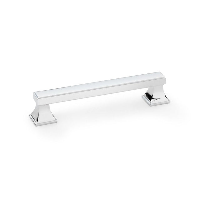 This is an image showing Alexander & Wilks Jesper Square Cabinet Pull Handle - Polished Chrome - Centres 128mm aw813-128-pc available to order from T.H Wiggans Ironmongery in Kendal, quick delivery and discounted prices.