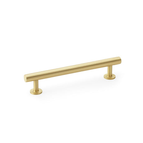 This is an image showing Alexander & Wilks Round T-Bar Cabinet Pull Handle - Satin Brass - Centres 128mm aw814-128-sb available to order from T.H Wiggans Ironmongery in Kendal, quick delivery and discounted prices.