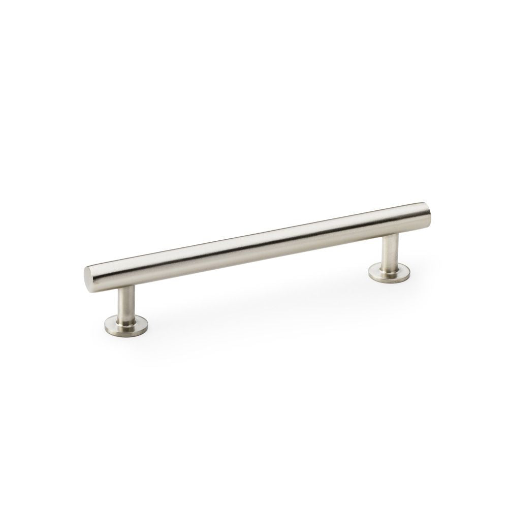 This is an image showing Alexander & Wilks Round T-Bar Cabinet Pull Handle - Satin Nickel - Centres 128mm aw814-128-sn available to order from T.H Wiggans Ironmongery in Kendal, quick delivery and discounted prices.