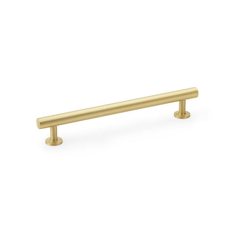 This is an image showing Alexander & Wilks Round T-Bar Cabinet Pull Handle - Satin Brass - Centres 160mm aw814-160-sb available to order from T.H Wiggans Ironmongery in Kendal, quick delivery and discounted prices.