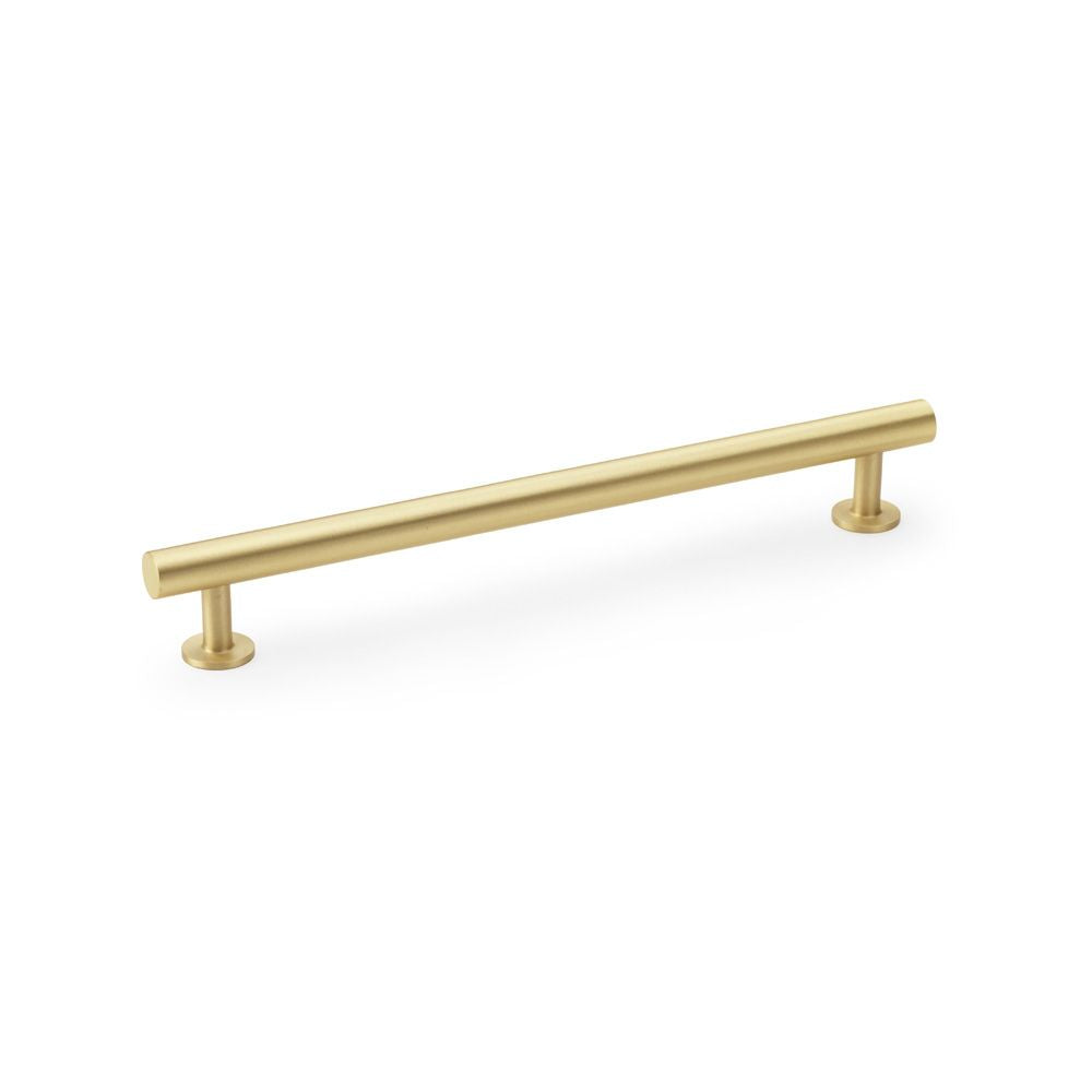 This is an image showing Alexander & Wilks Round T-Bar Cabinet Pull Handle - Satin Brass - Centres 192mm aw814-192-sb available to order from T.H Wiggans Ironmongery in Kendal, quick delivery and discounted prices.