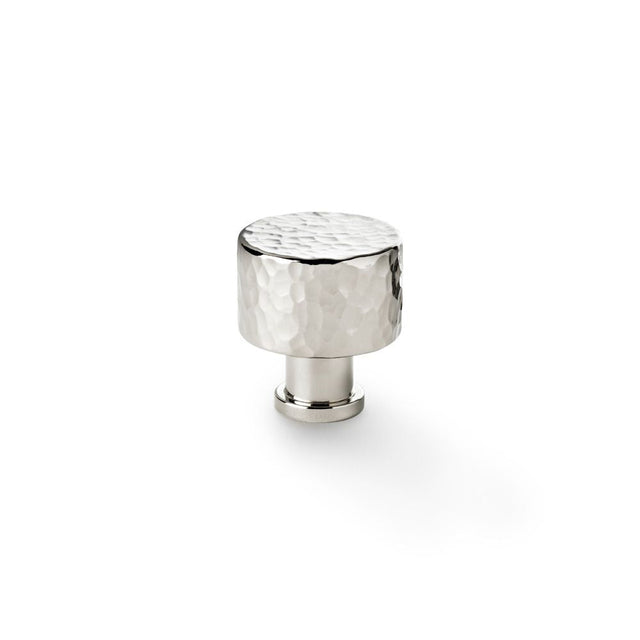 This is an image showing Alexander & Wilks Leila Hammered Cupboard Knob - Polished Nickel - 30mm aw816-30-pn available to order from T.H Wiggans Ironmongery in Kendal, quick delivery and discounted prices.