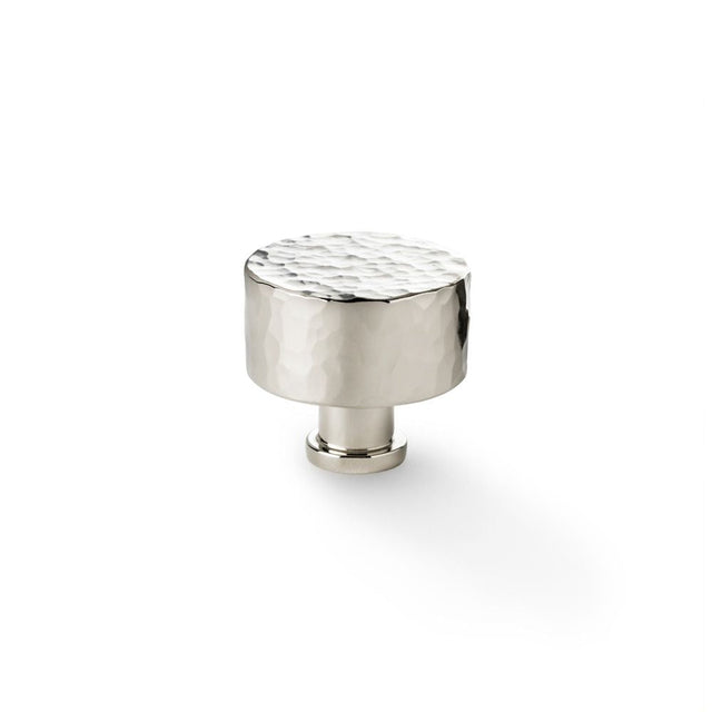 This is an image showing Alexander & Wilks Leila Hammered Cupboard Knob - Polished Nickel - 35mm aw816-35-pn available to order from T.H Wiggans Ironmongery in Kendal, quick delivery and discounted prices.