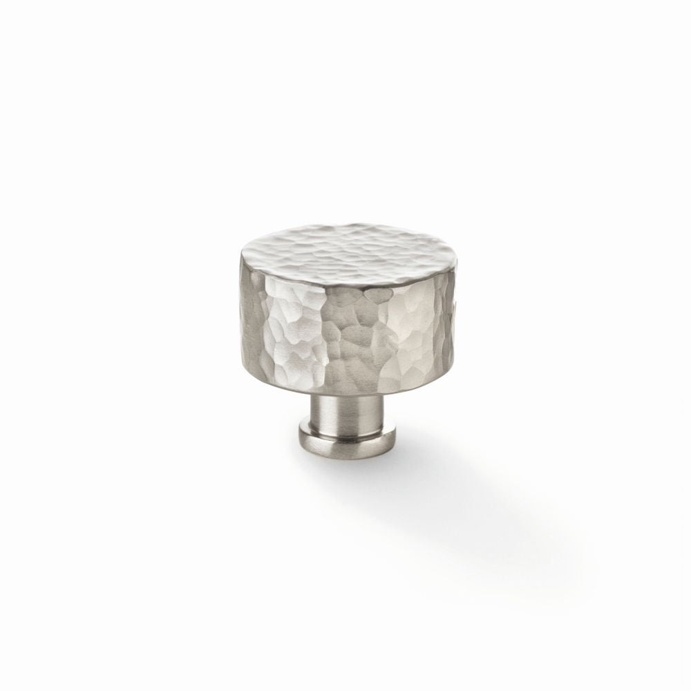 This is an image showing Alexander & Wilks Leila Hammered Cupboard Knob - Satin Nickel - 35mm aw816-35-sn available to order from T.H Wiggans Ironmongery in Kendal, quick delivery and discounted prices.