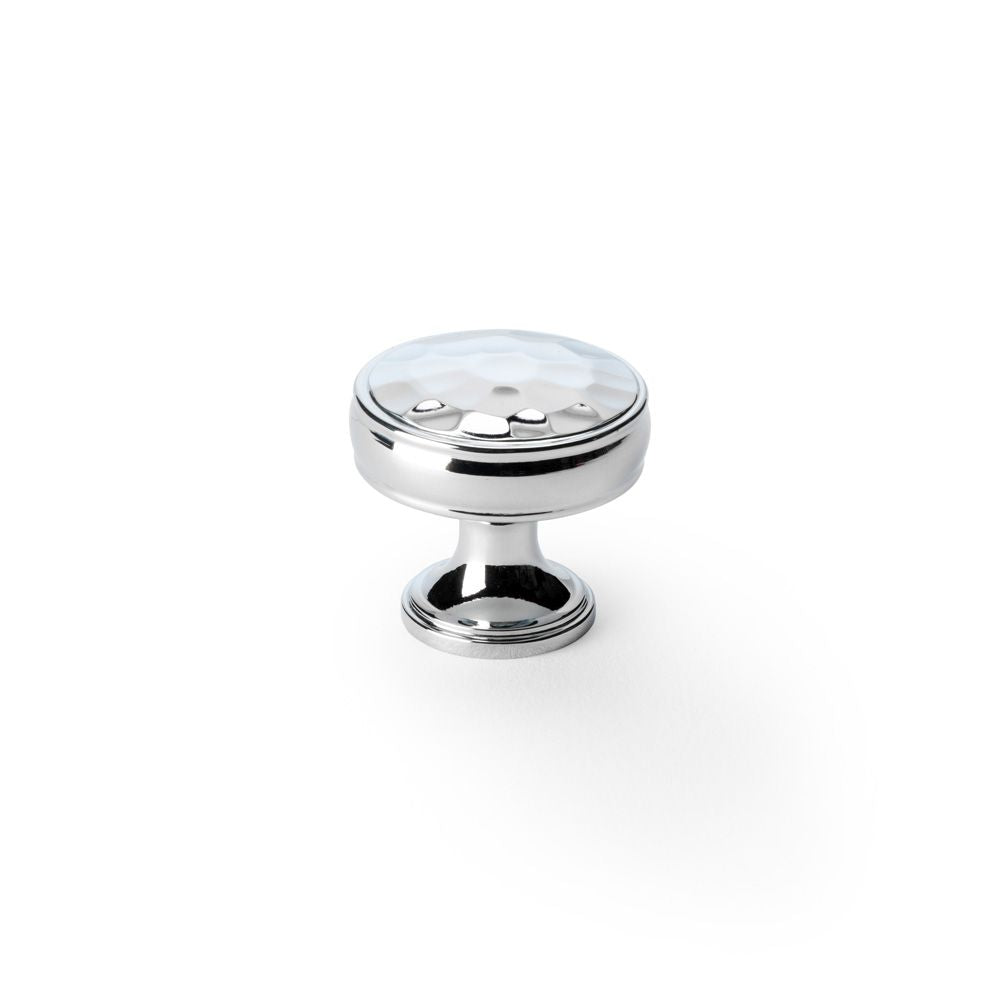 This is an image showing Alexander & Wilks Lynd Hammered Cupboard Knob - Polished Chrome - 32mm aw818-32-pc available to order from T.H Wiggans Ironmongery in Kendal, quick delivery and discounted prices.