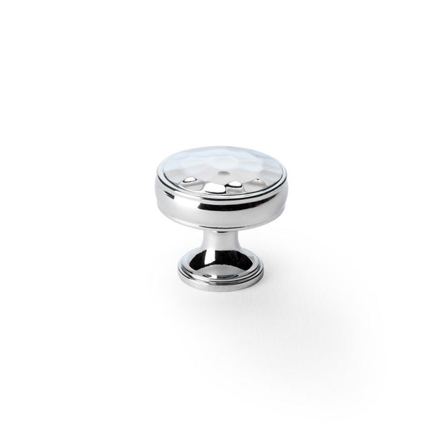 This is an image showing Alexander & Wilks Lynd Hammered Cupboard Knob - Polished Chrome - 32mm aw818-32-pc available to order from T.H Wiggans Ironmongery in Kendal, quick delivery and discounted prices.