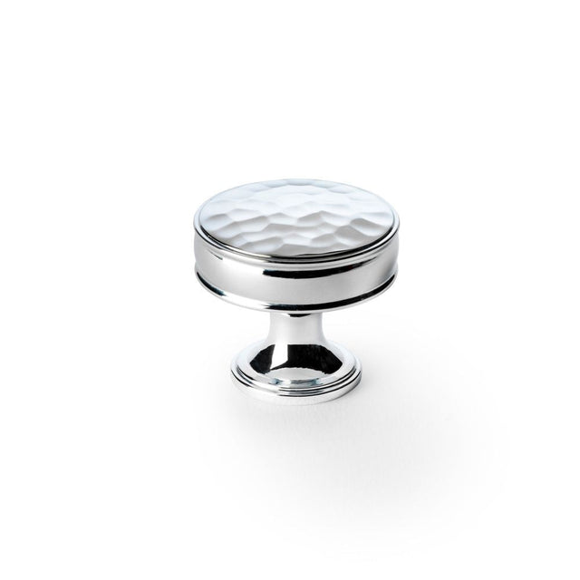 This is an image showing Alexander & Wilks Lynd Hammered Cupboard Knob - Polished Chrome - 38mm aw818-38-pc available to order from T.H Wiggans Ironmongery in Kendal, quick delivery and discounted prices.