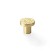 This is an image showing Alexander & Wilks Hanover Hammered Cupboard Knob - Satin Brass - 30mm aw820-30-sb available to order from T.H Wiggans Ironmongery in Kendal, quick delivery and discounted prices.