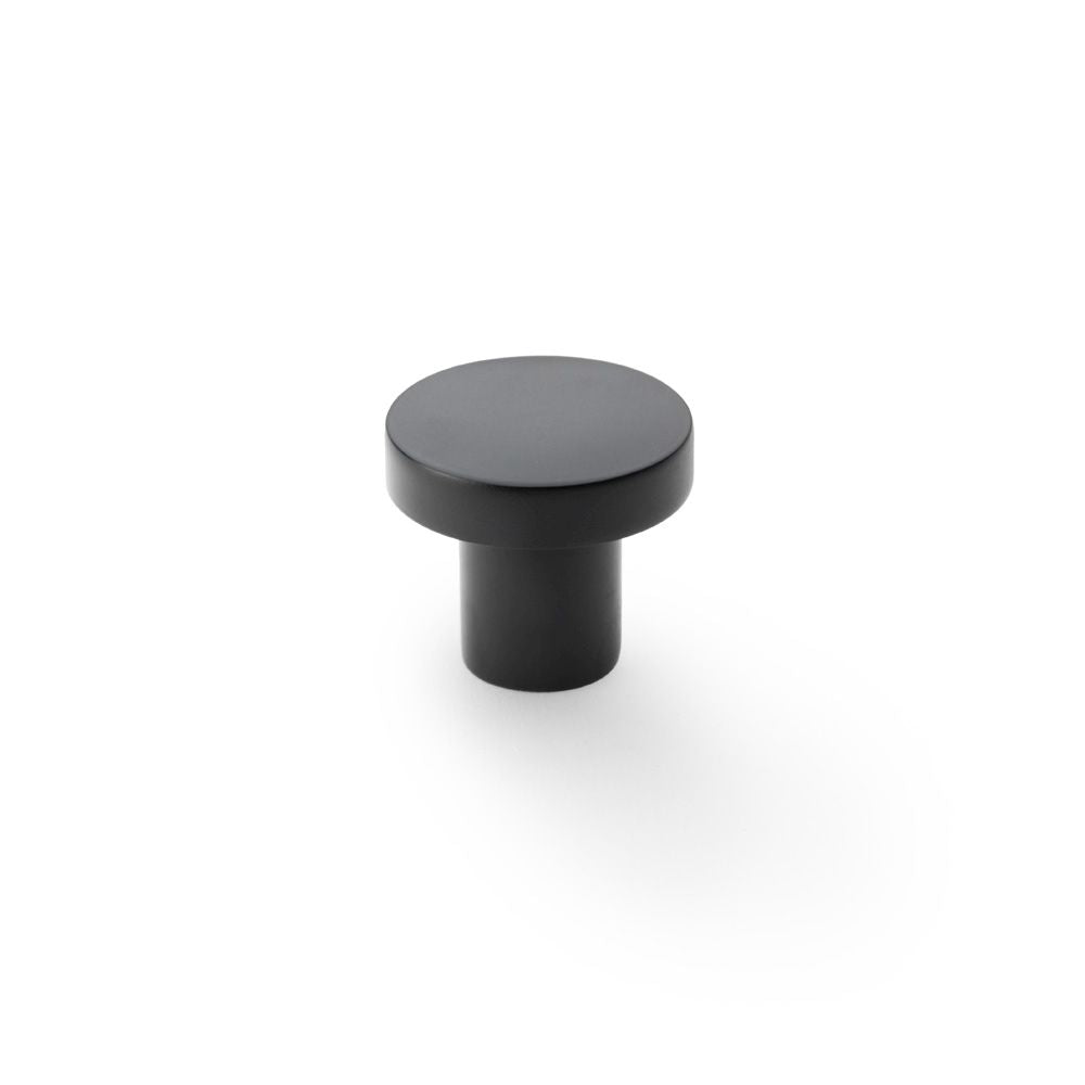 This is an image showing Alexander & Wilks Hanover Plain Cupboard Knob - Black - Knob 30mm aw821-30-bl available to order from T.H Wiggans Ironmongery in Kendal, quick delivery and discounted prices.